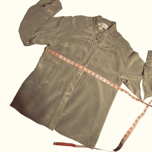 Simone Chin Chin Pale Green Mandarin Collar Blouse Size Medium - Picture 6 of 12